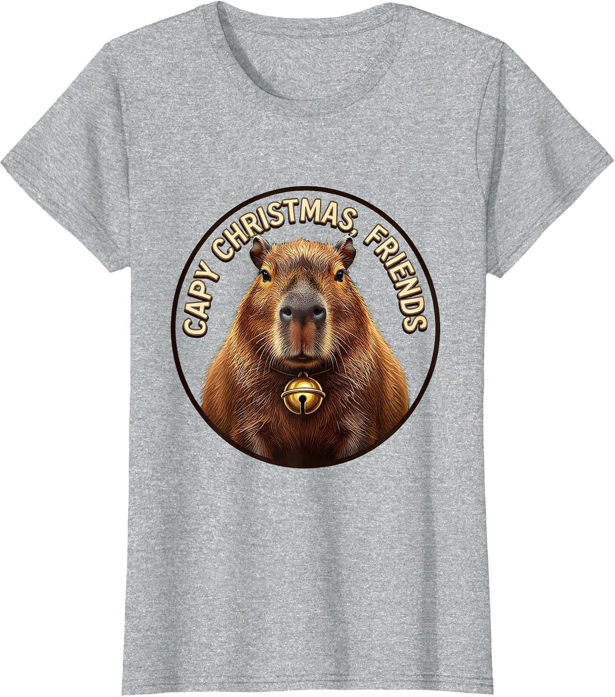 Capy Christmas Friends Funny Capybara Animal Lover Holiday T-Shirt - Heather Grey
