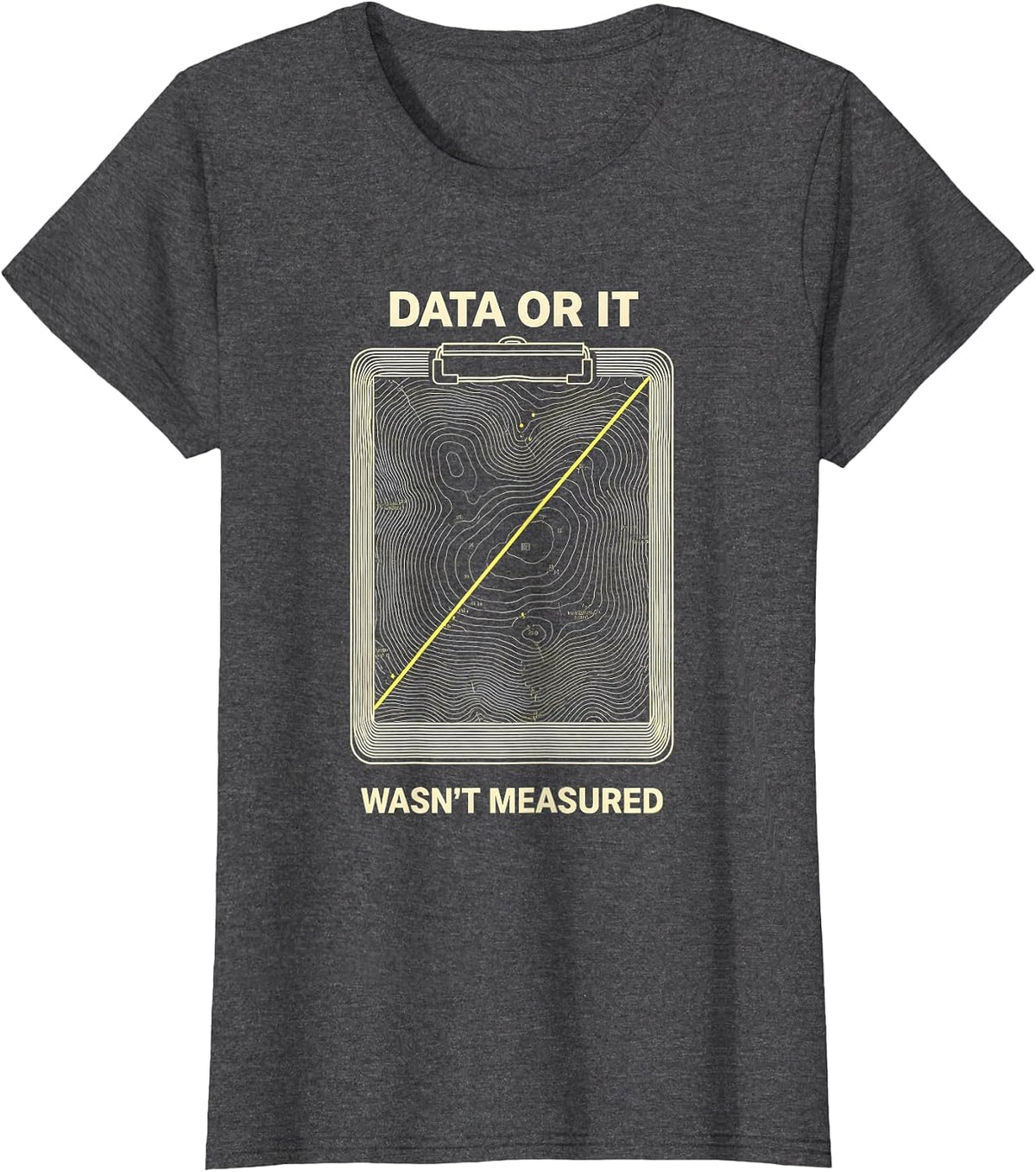 Women's Data Or It Wasn't Measured Topographic Contour ABA Therapist T-Shirt - Dark Heather Grey