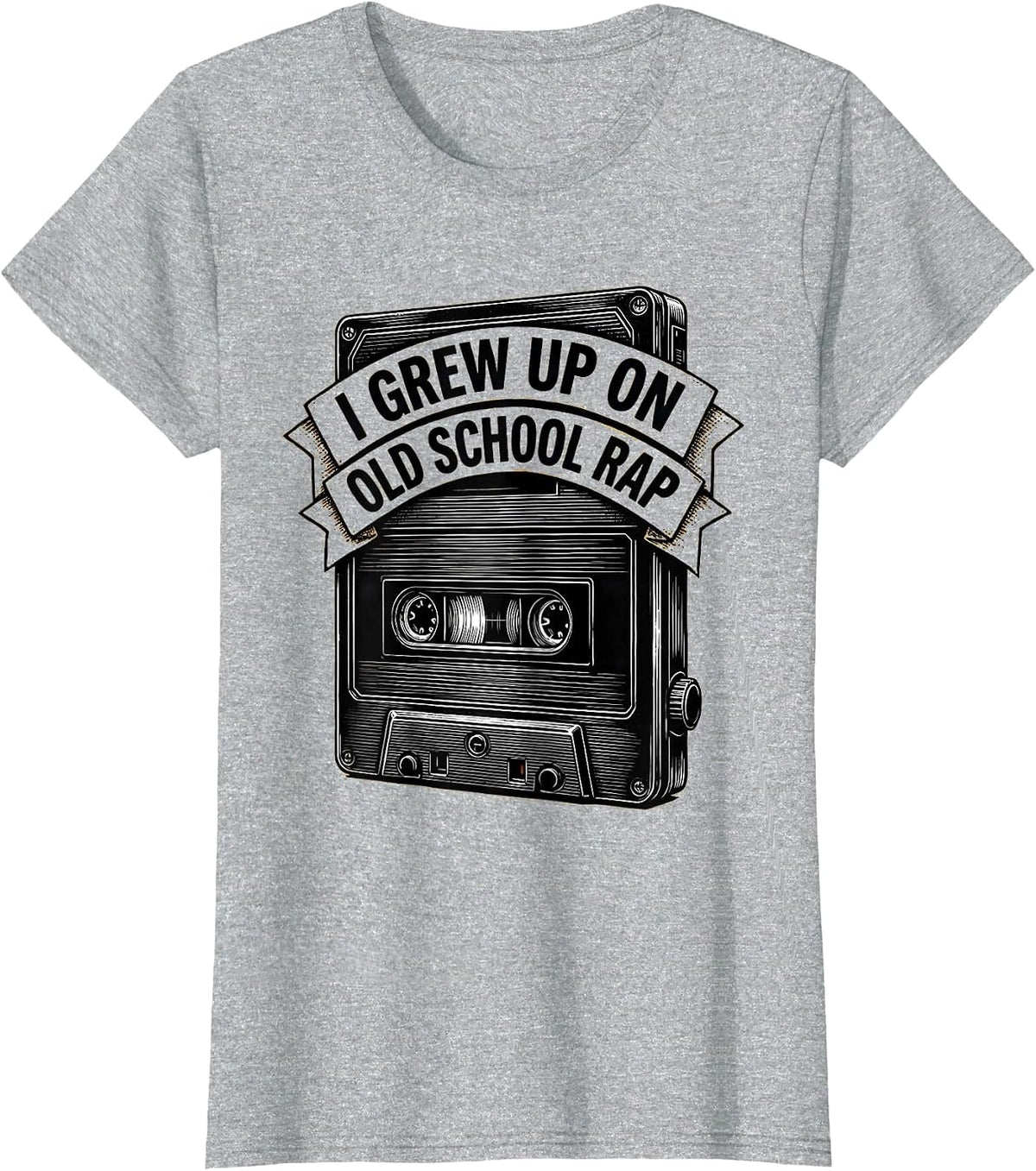 Women's I Grew Up On Old School Rap Vintage Hip Hop Nostalgia T-Shirt - Heather Grey