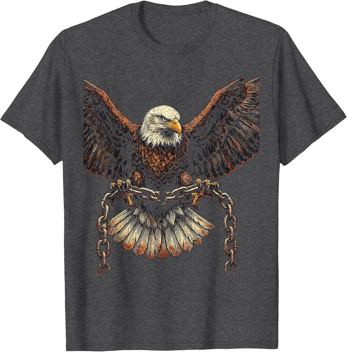 Men's Eagle and Broken Chain 1776 Freedom Graphic T-Shirt - Dark Heather Grey