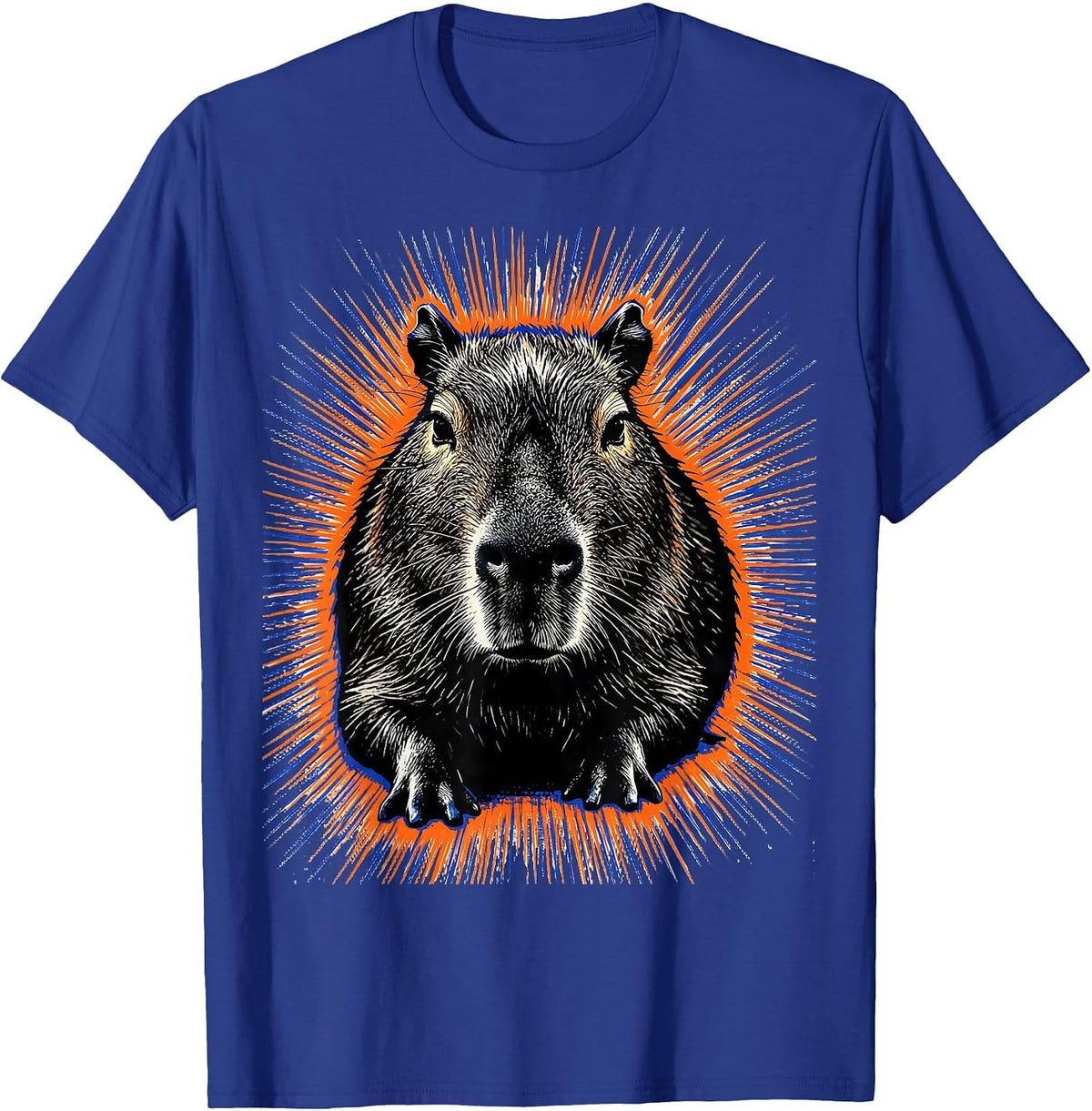 Capybara Photo Screenprint Funny Animal Meme Lover T-Shirt - Royal Blue
