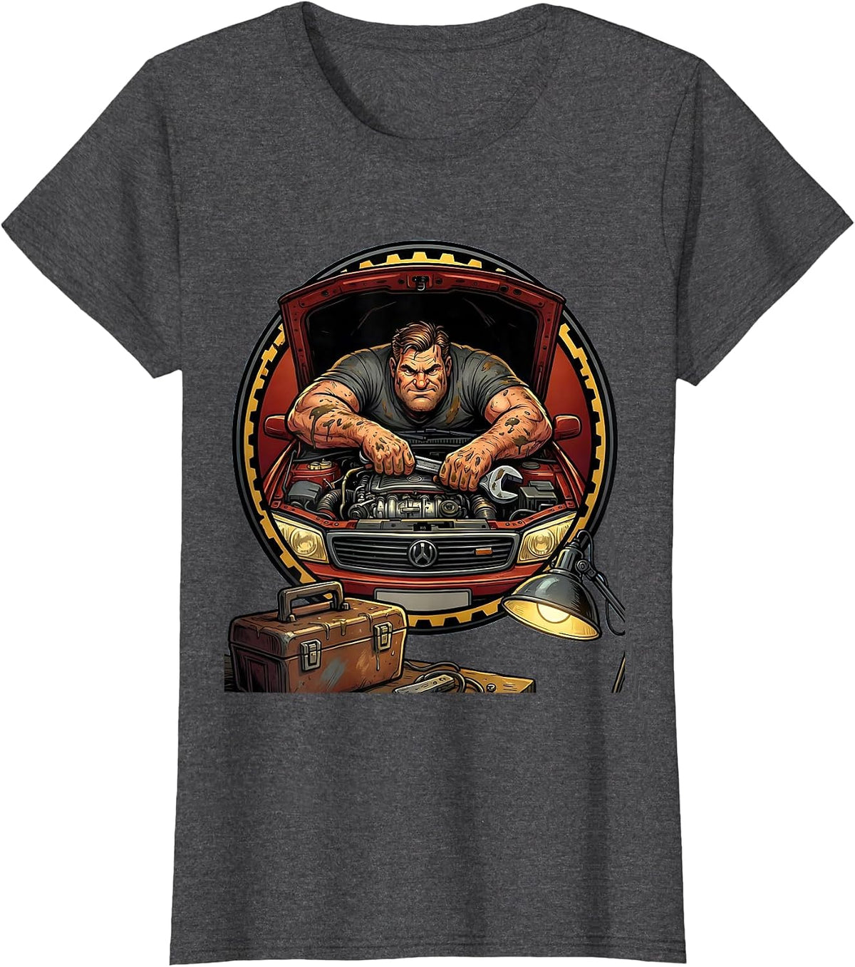 Women's Classic Car Engine Repair Garage Mechanic Dad Tee T-Shirt - Dark Heather Grey