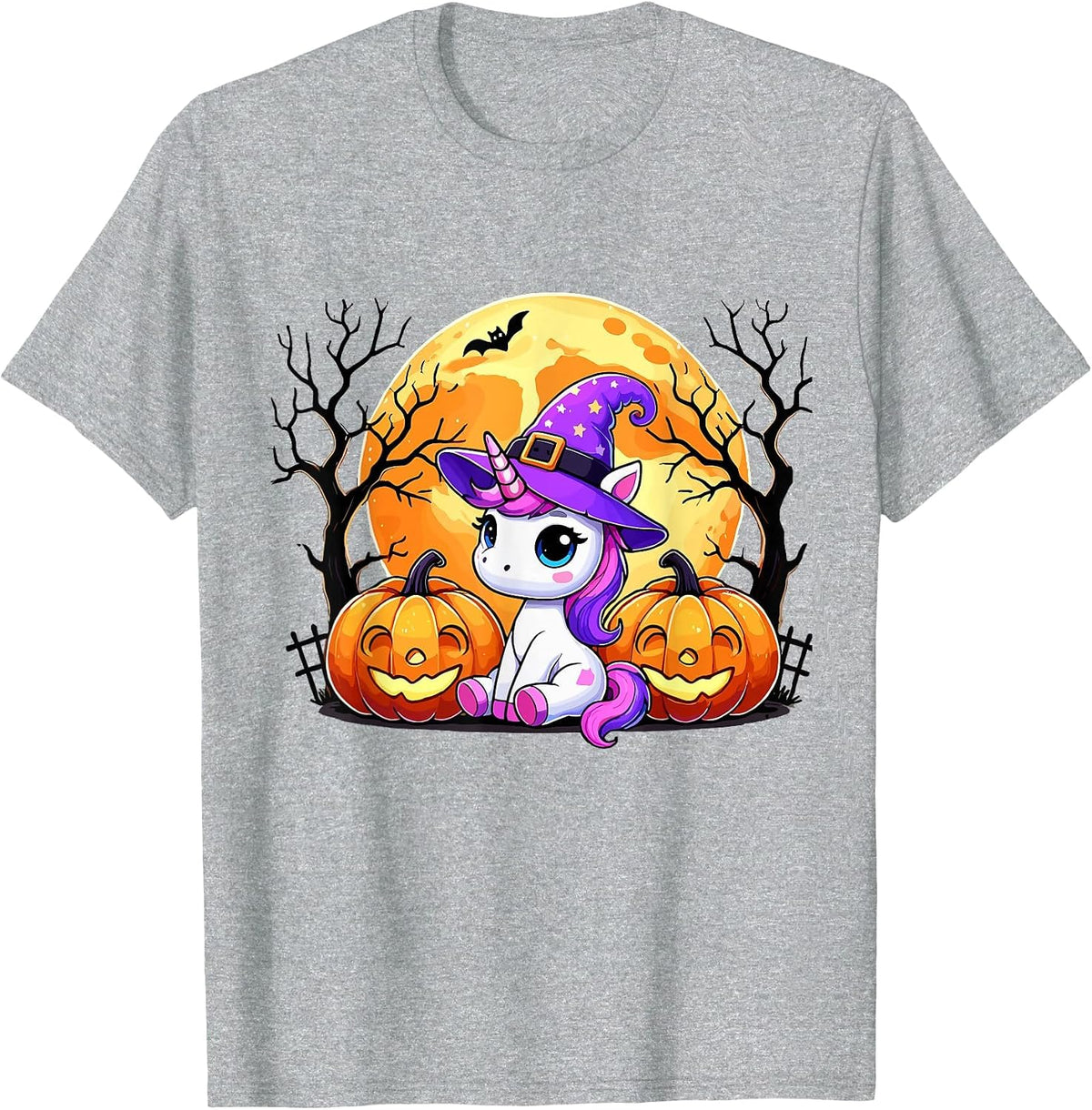 Cute Unicorn Halloween T-Shirt - Heather Grey