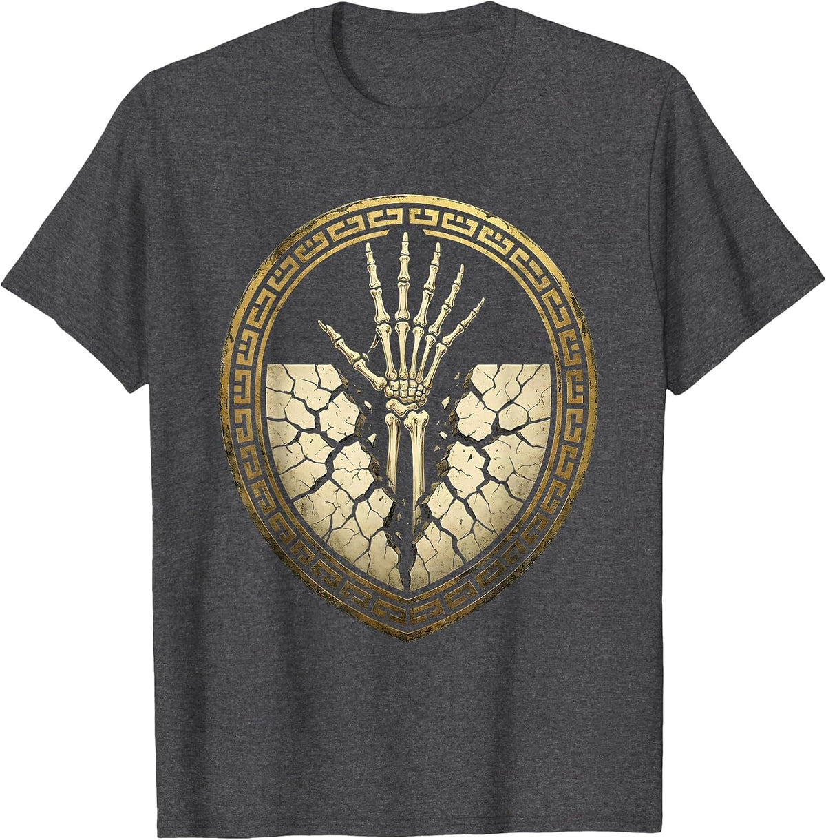 Skeleton Hand Rising From Cracked Earth Graphic T-Shirt - Dark Heather Grey