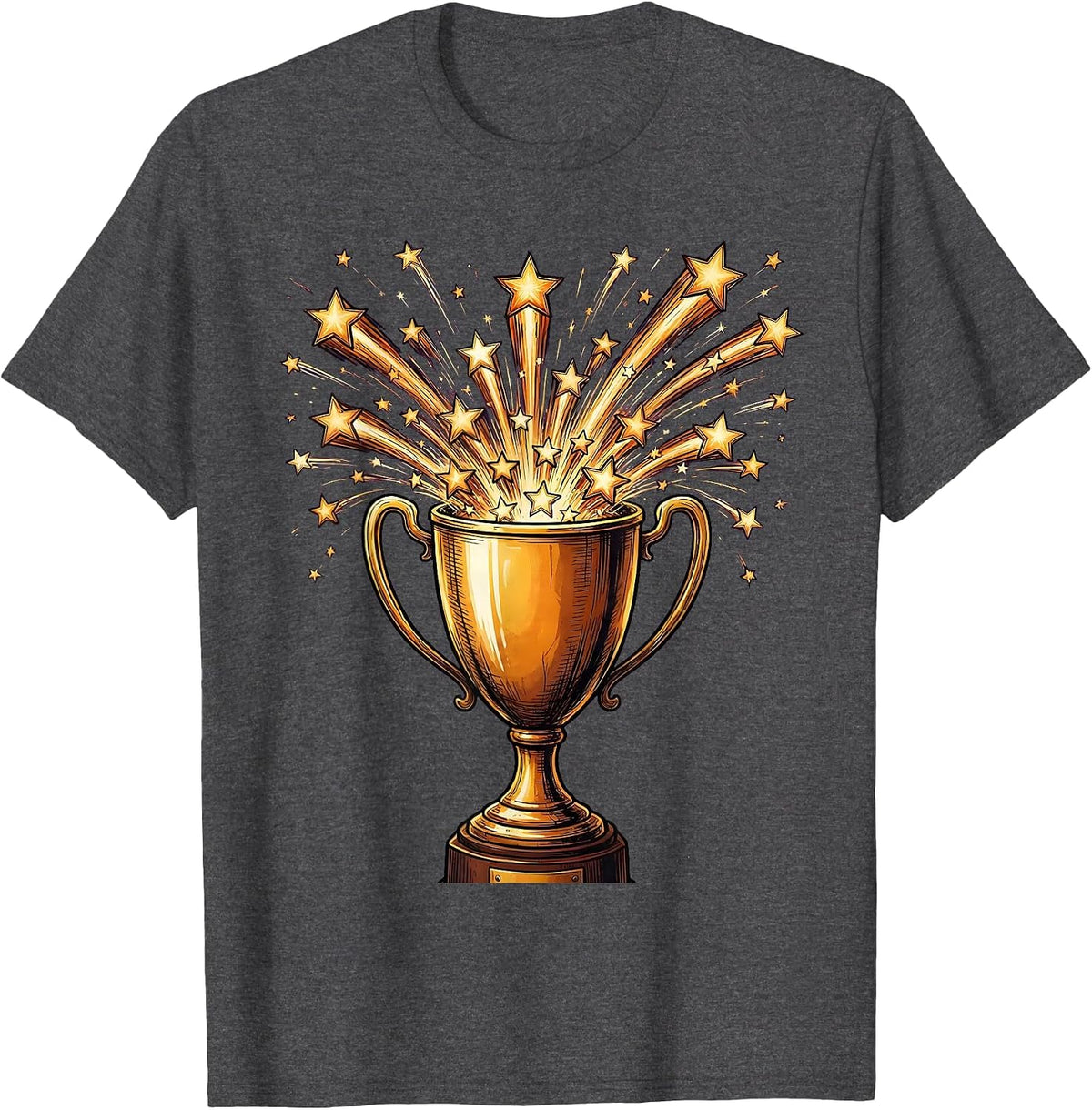 Special Education Trophy Stars Illustration T-Shirt - Dark Heather Grey