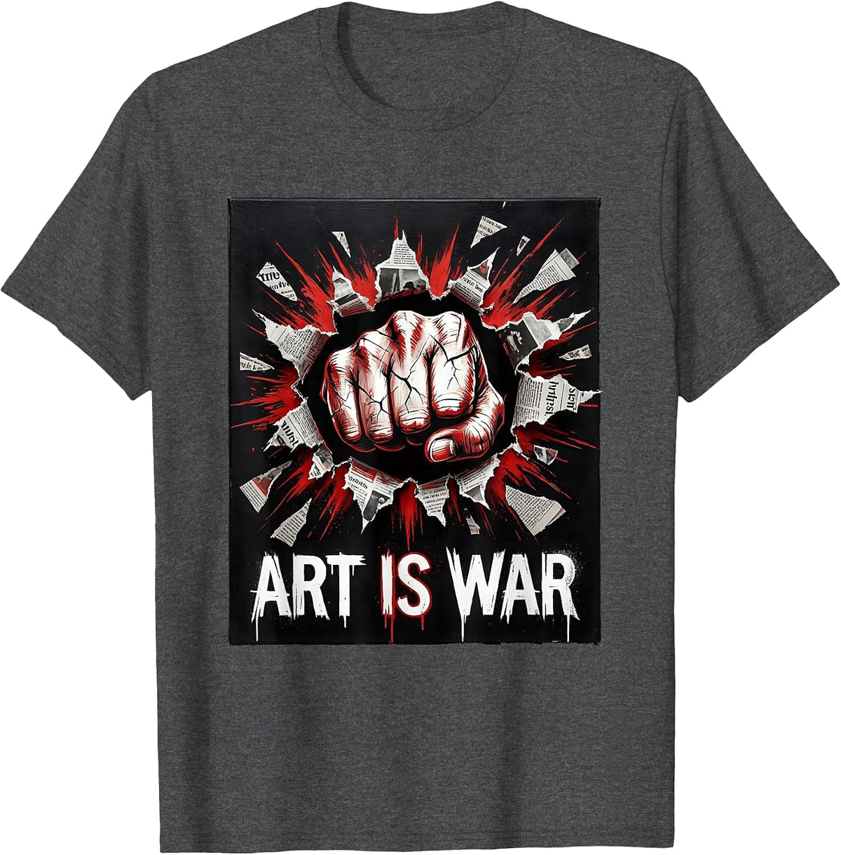Art Is War Punk Metal Design T-Shirt - Dark Heather Grey