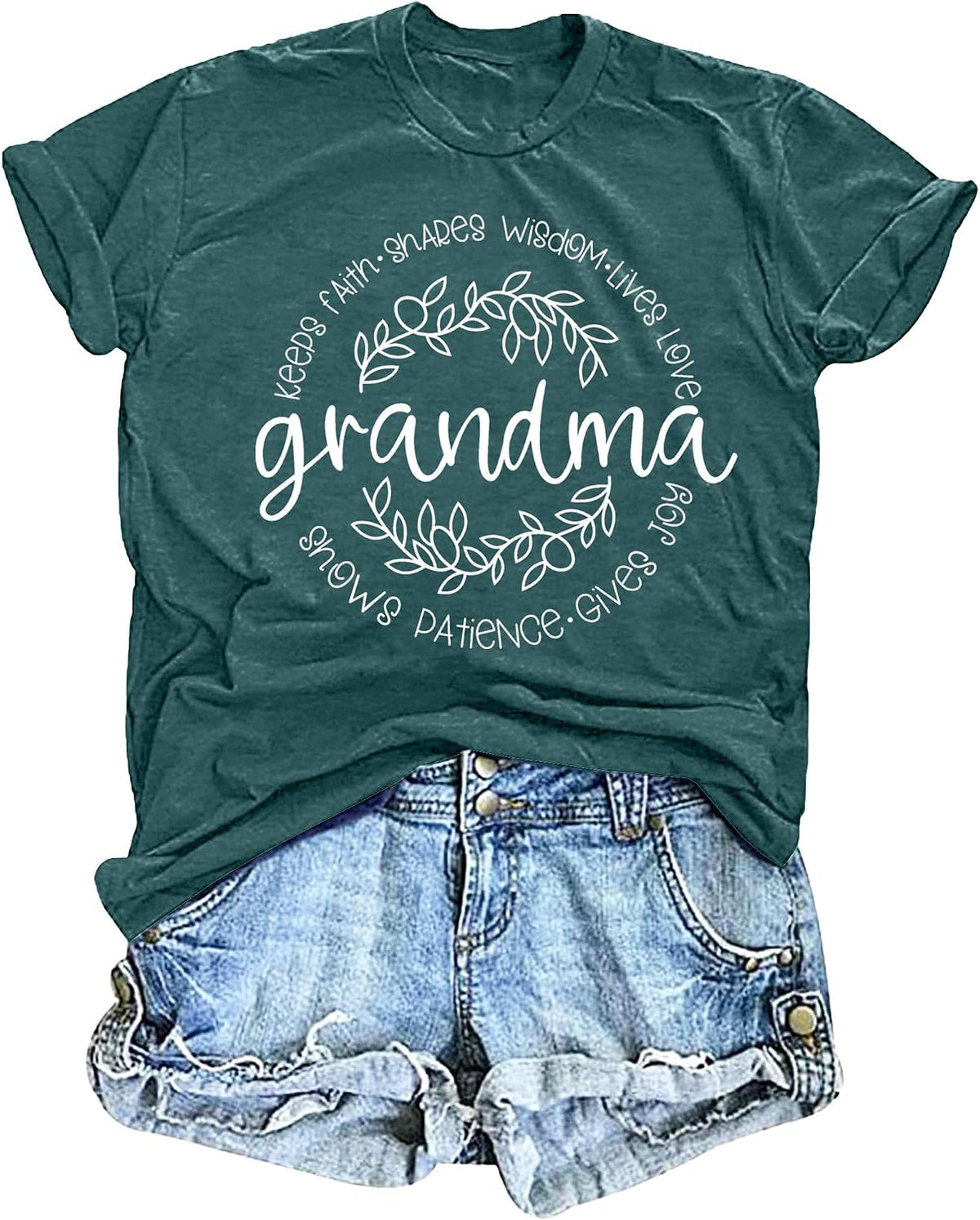 Grandma Shirts for Women: Grandmother Graphic T-Shirts Mama Short Sleeve Blouse Tees - Green1