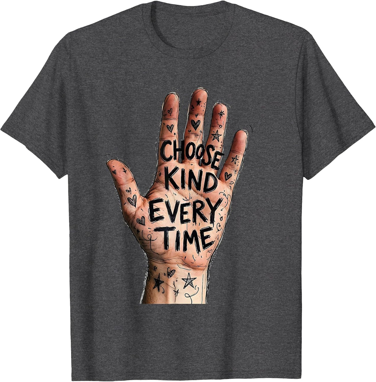 Men's Choose Kind Every Time Kindness Graphic Design T-Shirt - Dark Heather Grey