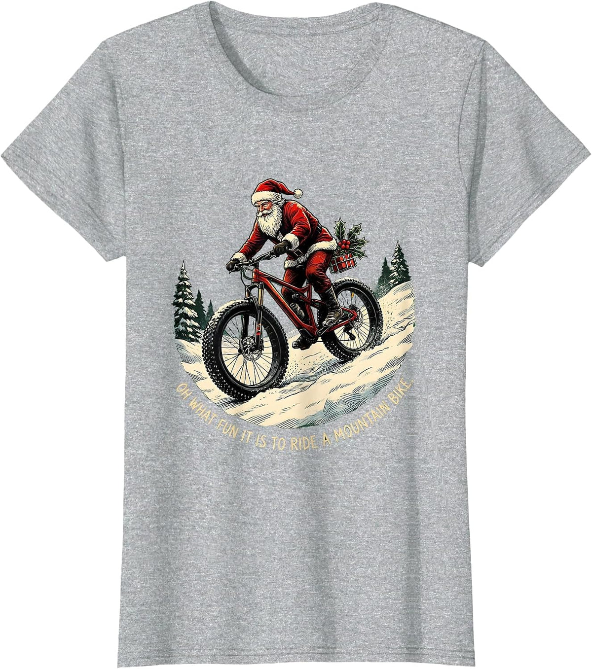 Women's Oh What Fun It Is To Ride A Mountain Bike Biker T-Shirt - Heather Grey