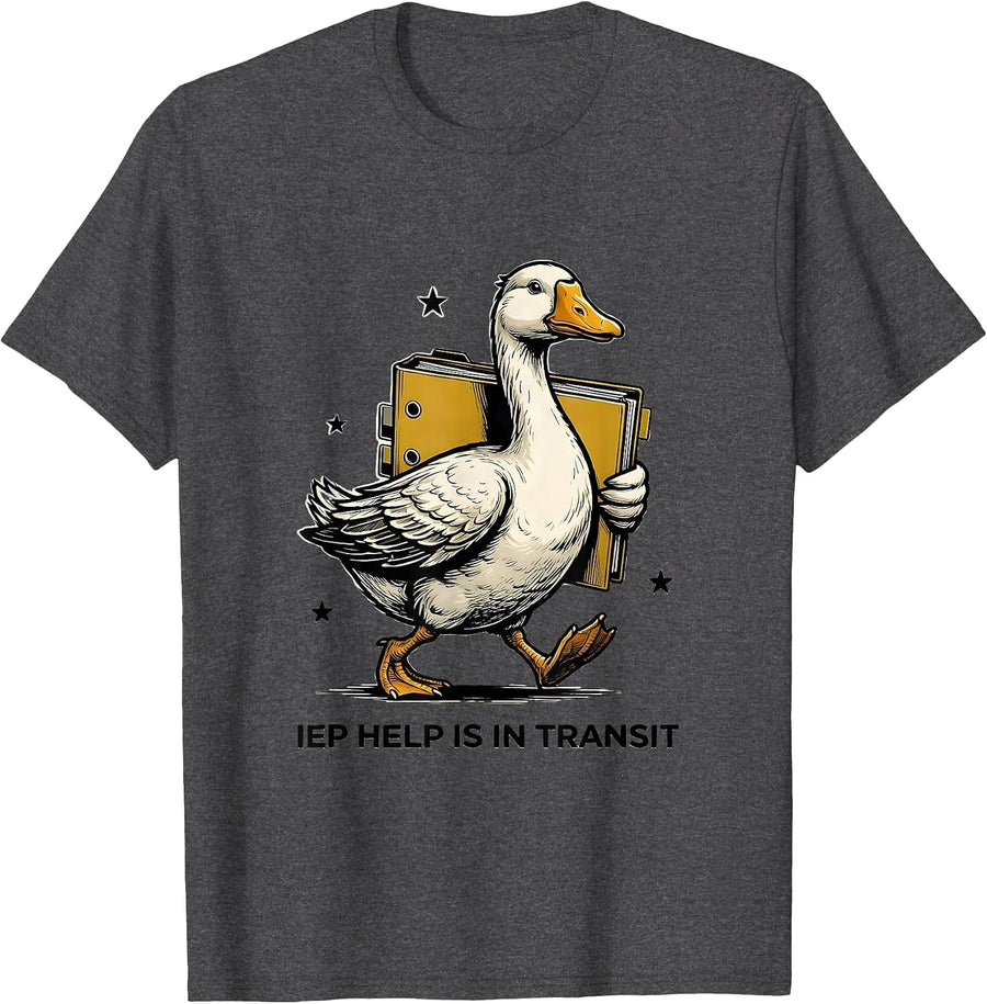 Men's IEP Help Is In Transit Funny Special Education Teacher Sped T-Shirt - Dark Heather Grey