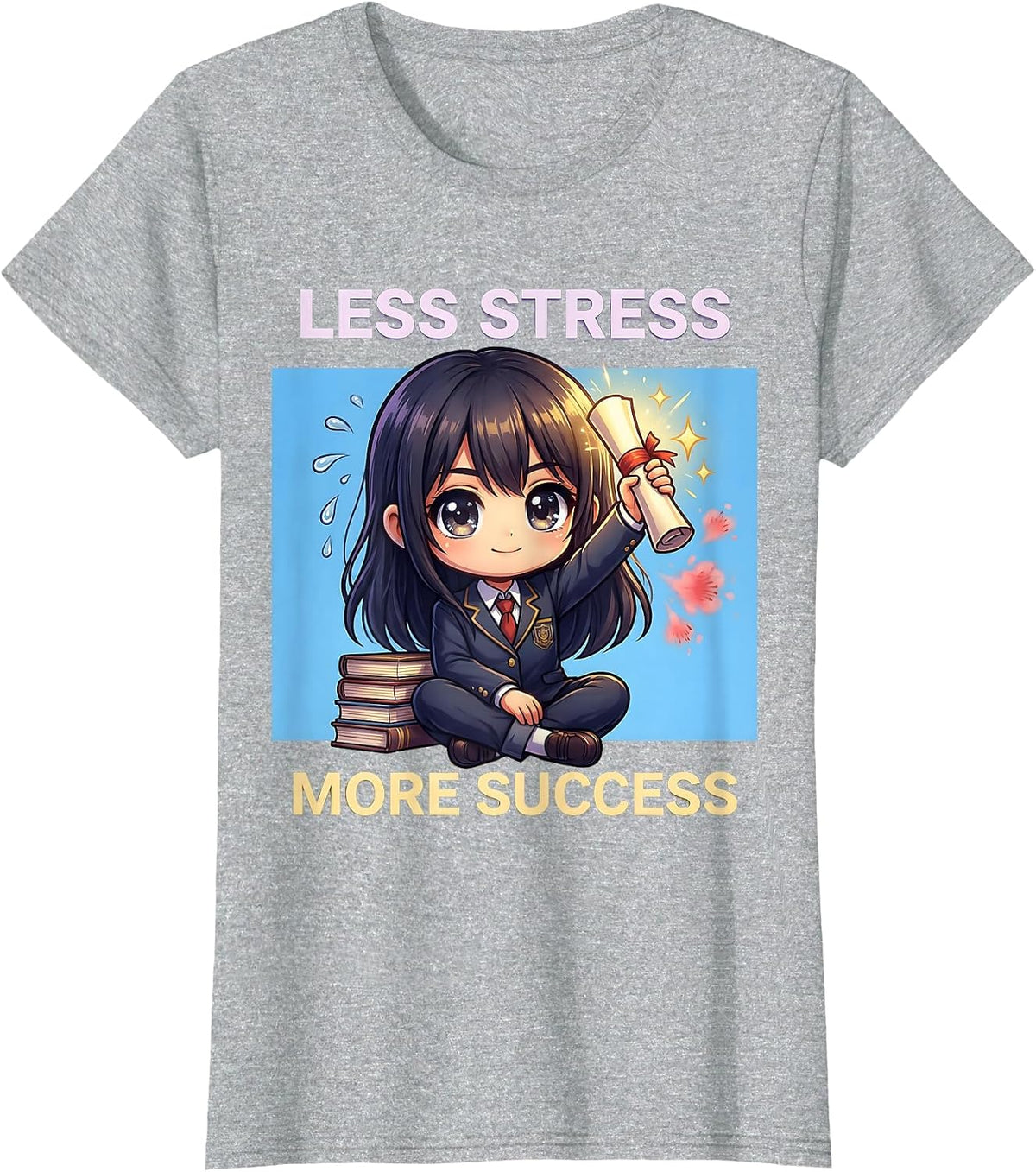 Less Stress More Success School Psychologist T-Shirt - Heather Grey