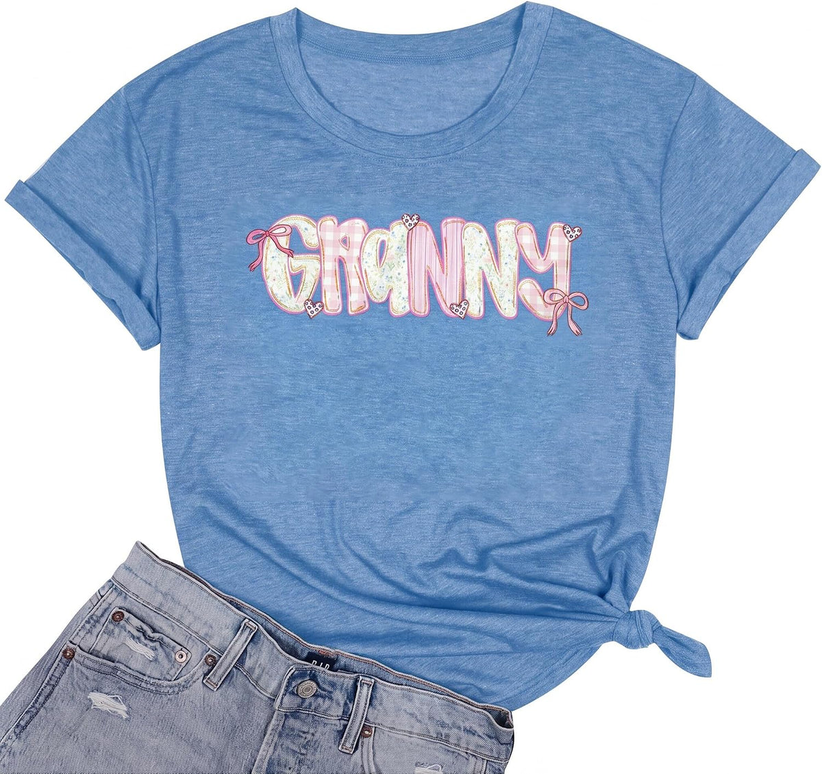 Grandma Shirts for Women Mom Grandma Great Grandma Graphic Tshirts Grandmom Gifts Tops Casual Gigi Tees Shirt - Blue