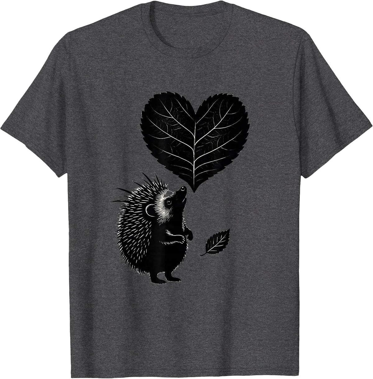 Rounded Hedgehog Cute Cartoon Humor Novelty Christmas T-Shirt - Dark Heather Grey