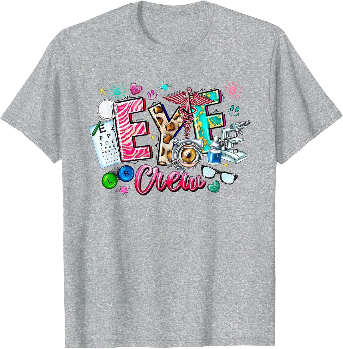 Cute Shirts Eye Crew Optometrist Optician Team Squad T-Shirt - Heather Grey