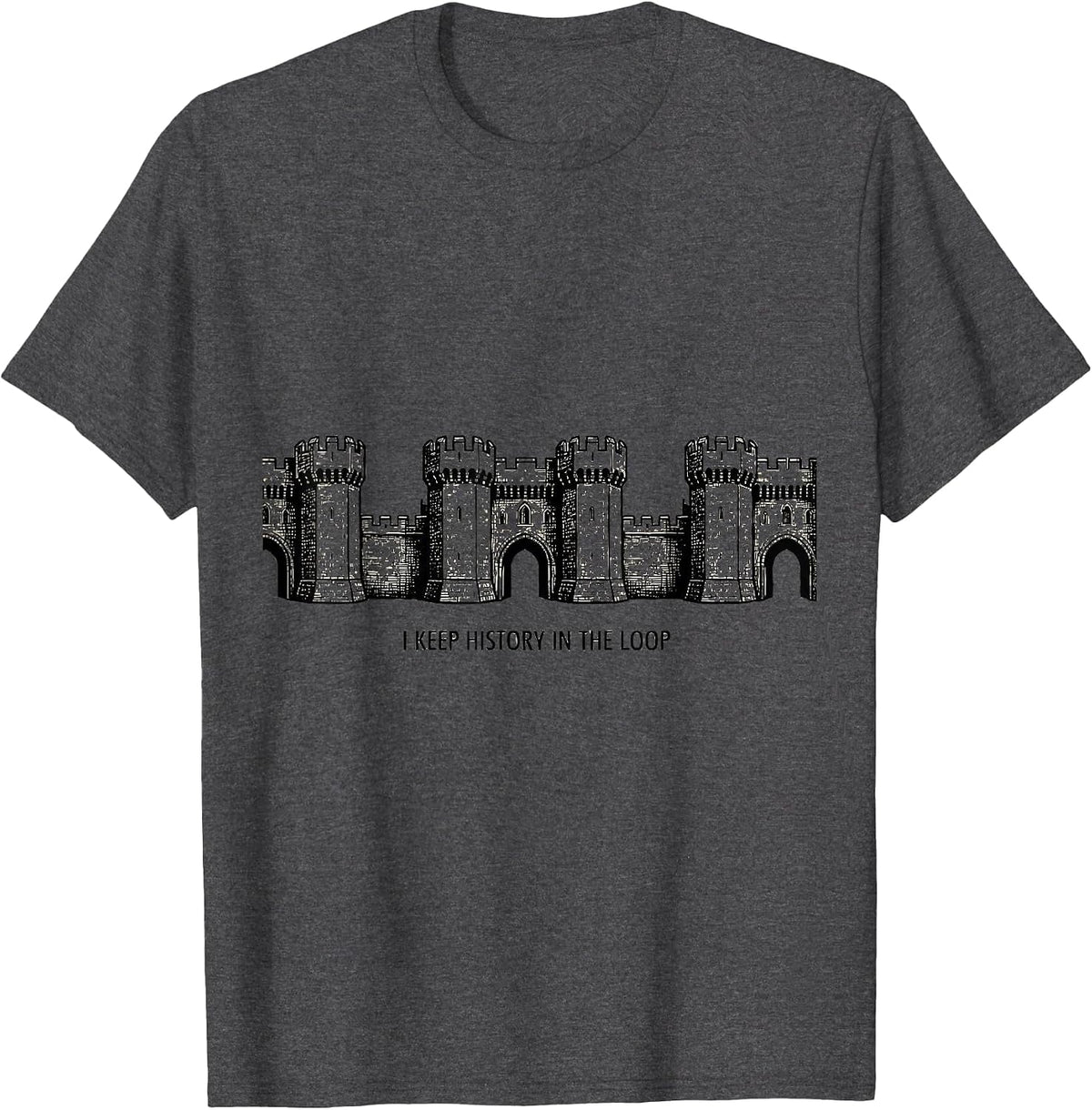 Men's I Keep History In The Loop Funny History Teacher History T-Shirt - Dark Heather Grey