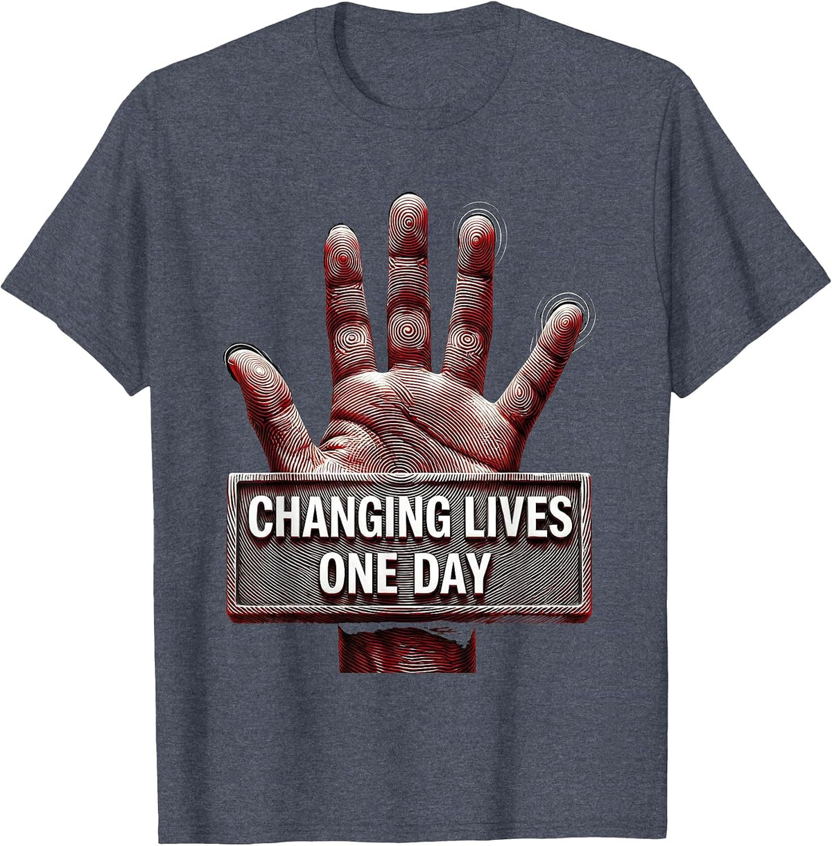 Changing Lives One Day Social Worker Design T-Shirt - Heather Blue