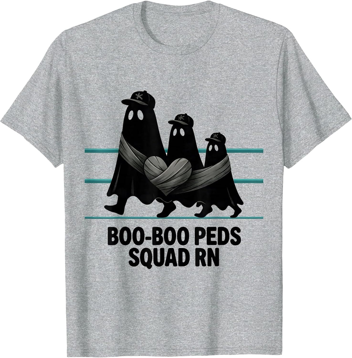 Men's Boo-Boo Peds Squad RN Midcentury Modern Nurse Halloween T-Shirt - Heather Grey