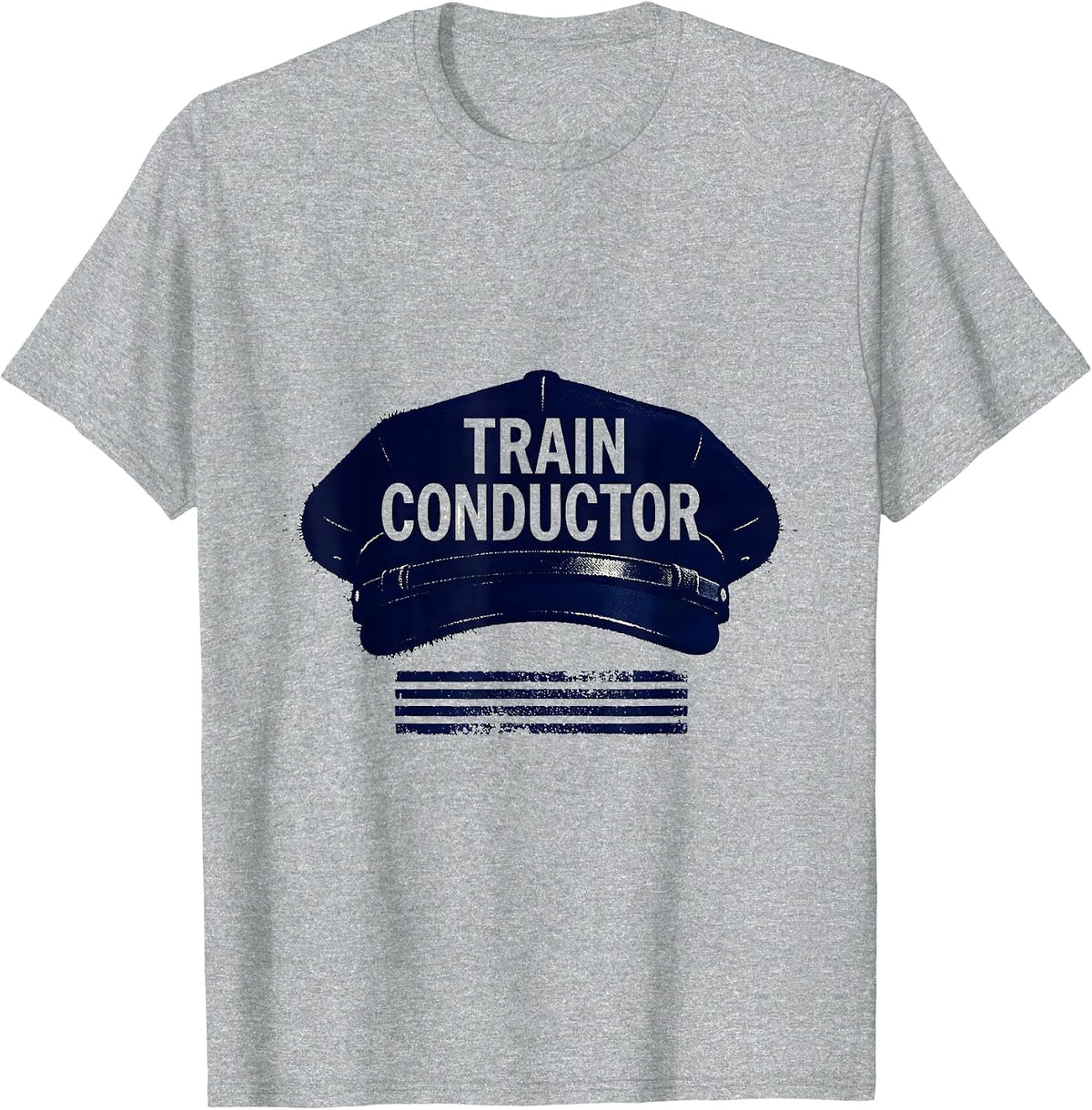 Men's Train Conductor Rubber Stamp Halloween Costume Novelty T-Shirt - Heather Grey