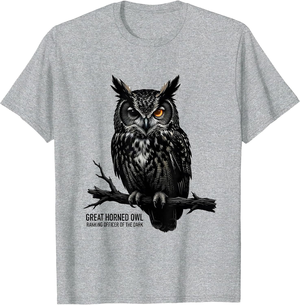 Men's Great Horned Owl Ranking Officer Of The Dark Vintage T-Shirt - Heather Grey