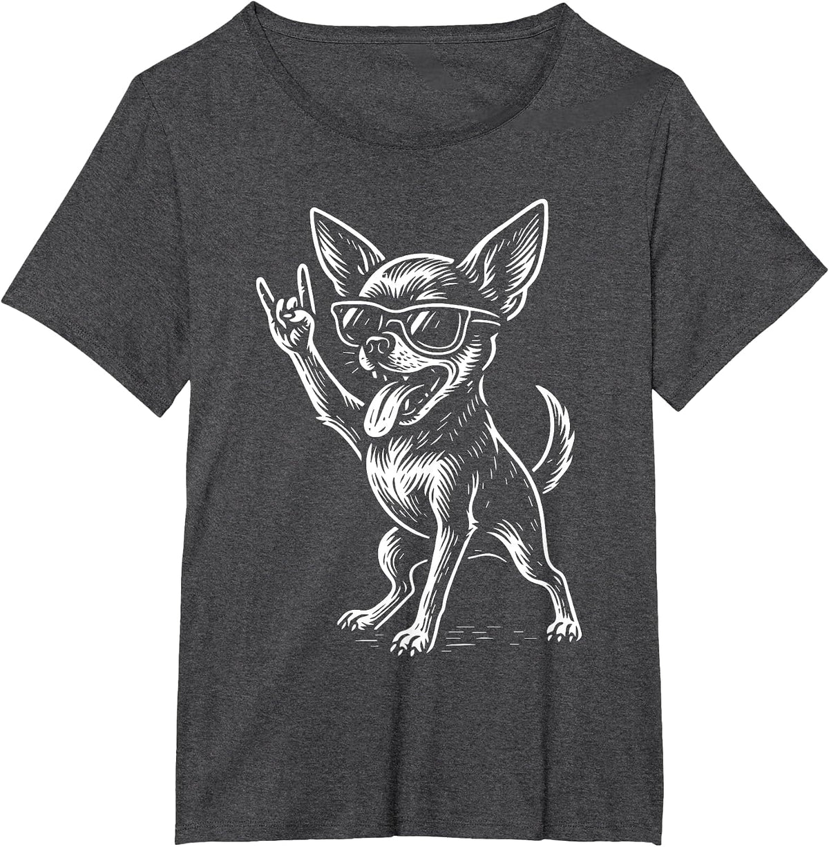 Rock Music Chihuahua Dog Funny Metal Vibes T-Shirt - Dark Heather Grey