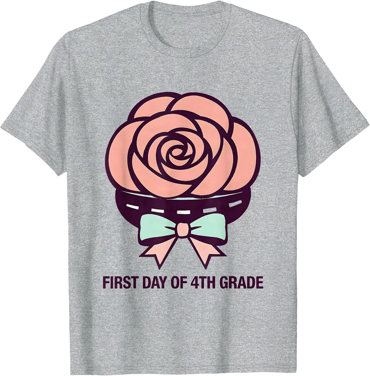 Men's First Day Of 4th Grade Coquette Bow Back To School Girly T-Shirt - Heather Grey
