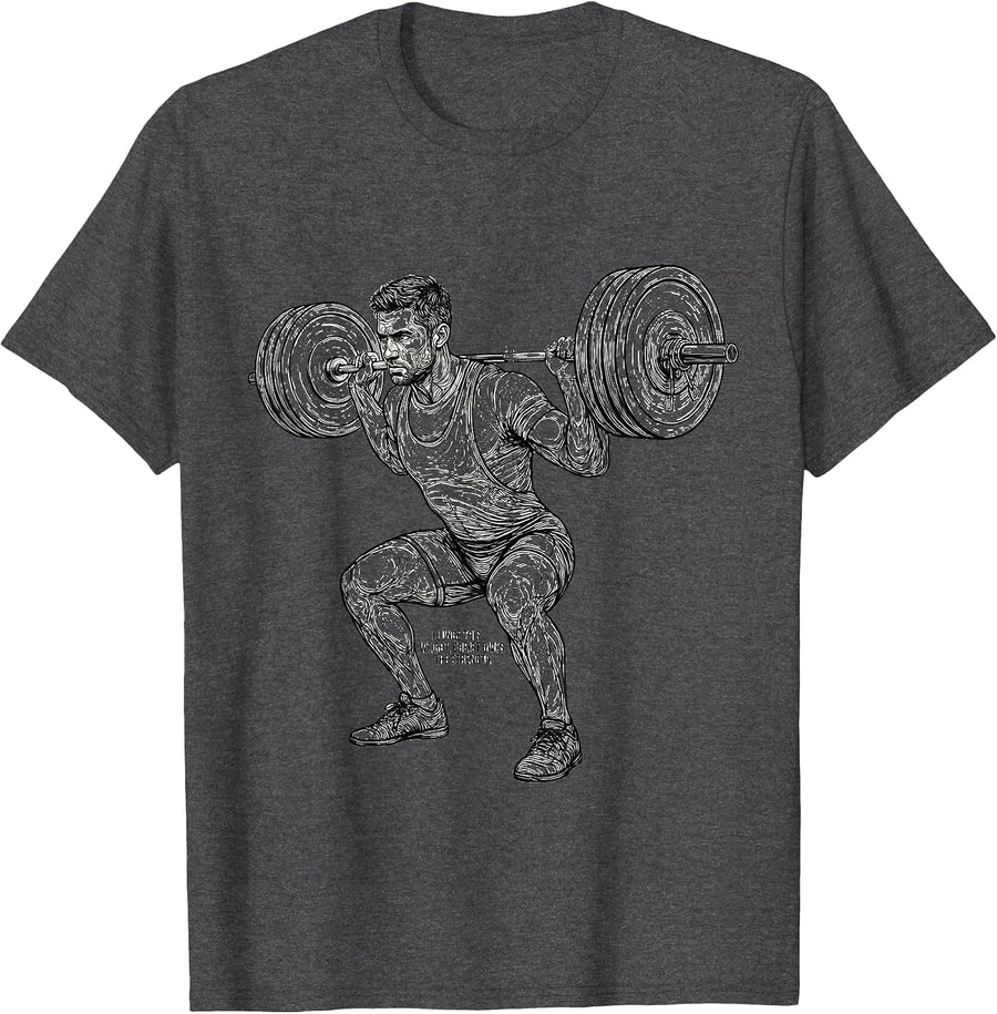 Men's I Lunge This Weight, Christ Gives The Strength Christian T-Shirt - Dark Heather Grey