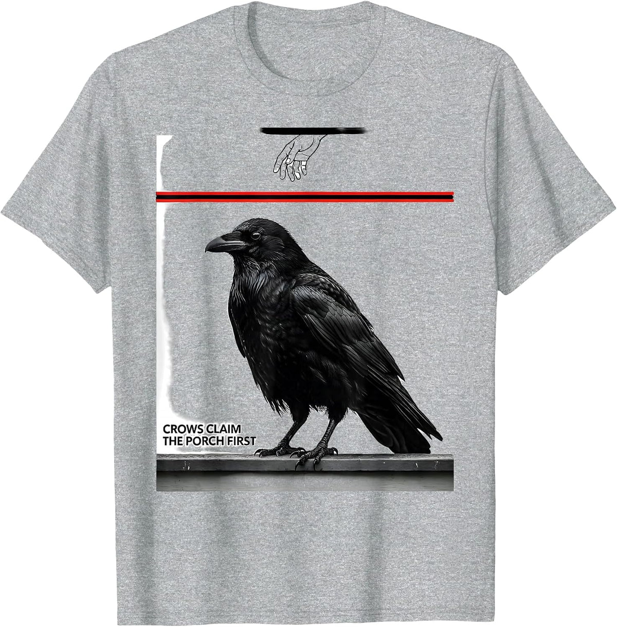 Men's Crows Claim The Porch First Dark Humor Crow Lover Gothic T-Shirt - Heather Grey