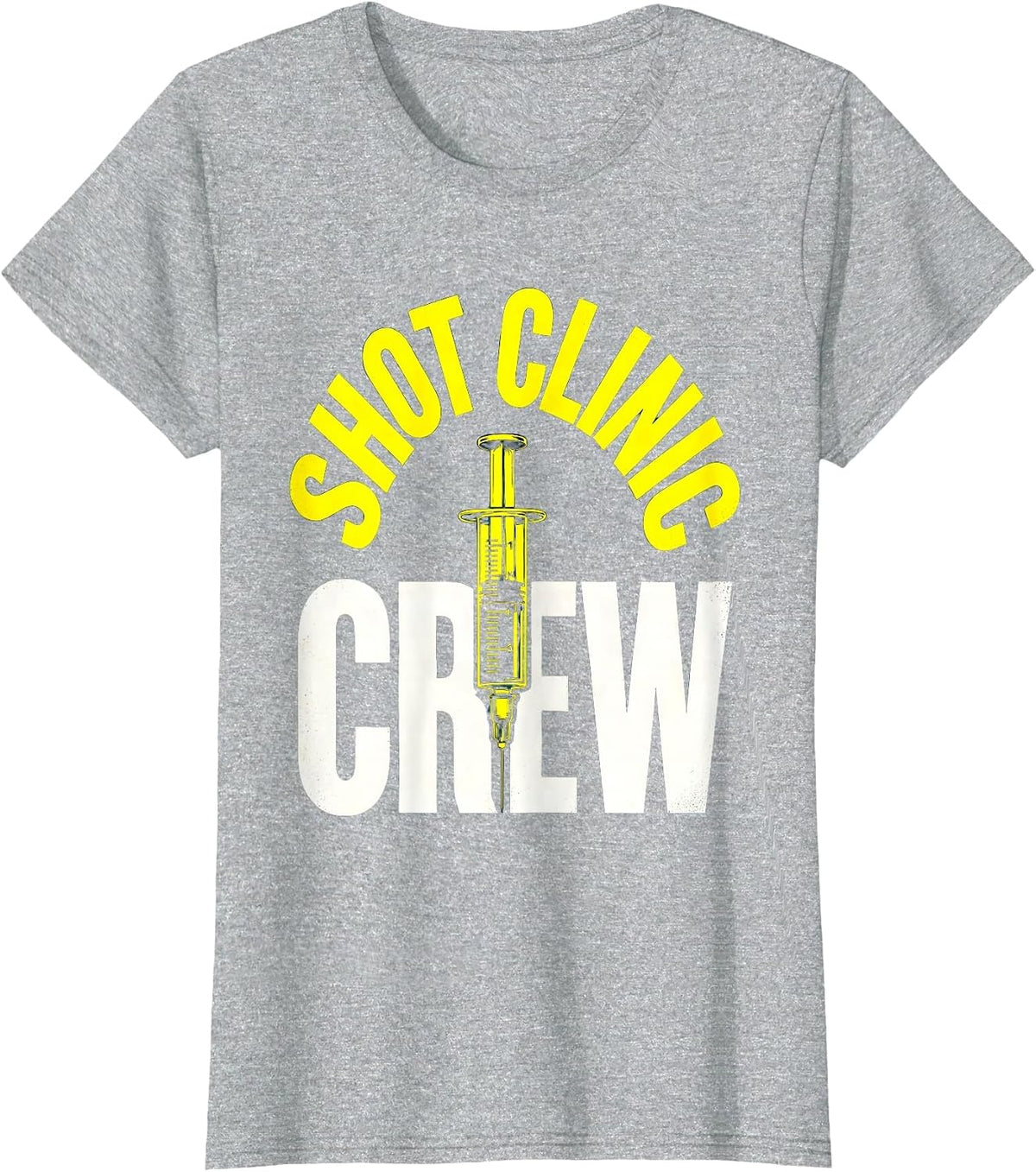 Women's Shot Clinic Crew Funny Nurse Doctor Vaccinated Healthcare T-Shirt - Heather Grey