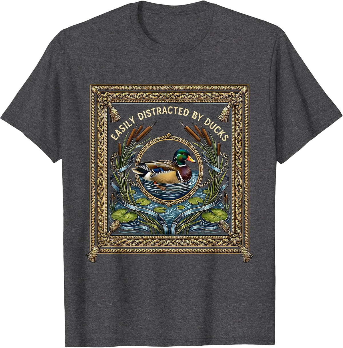 Easily Distracted By Ducks Funny Duck Lover T-Shirt - Dark Heather Grey