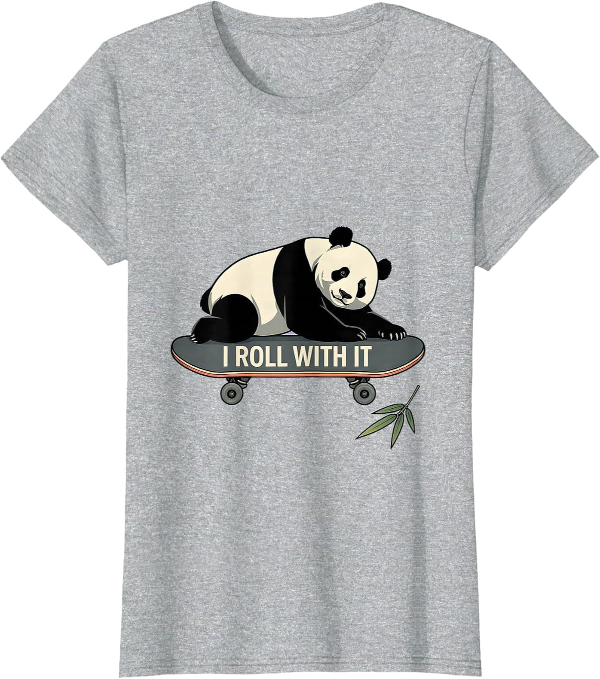 I Roll With It Cute Panda Lover Humor Gift for Kids Teens T-Shirt - Heather Grey