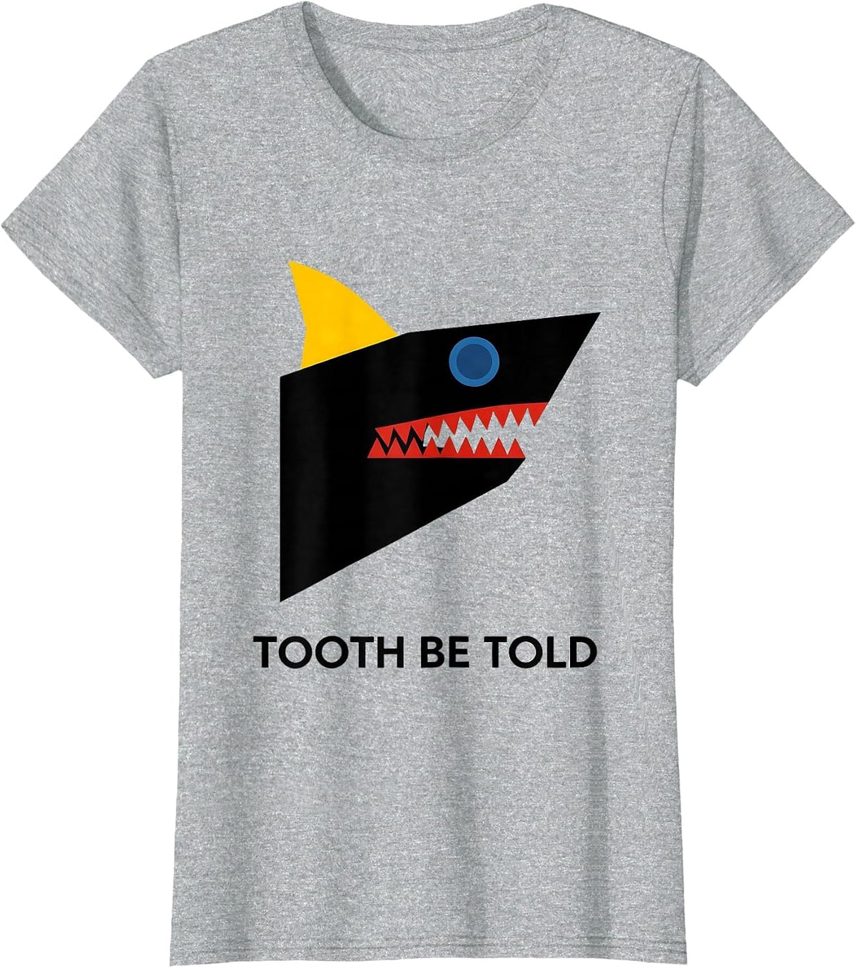 Tooth Be Told Geometric Shark Profile Modernist Ocean Humor T-Shirt - Heather Grey