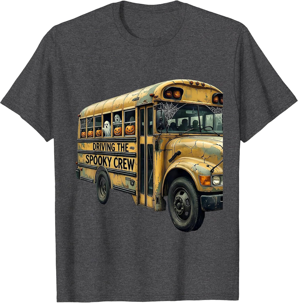 Men's Boo Crew Bus Driver Halloween Design T-Shirt - Dark Heather Grey