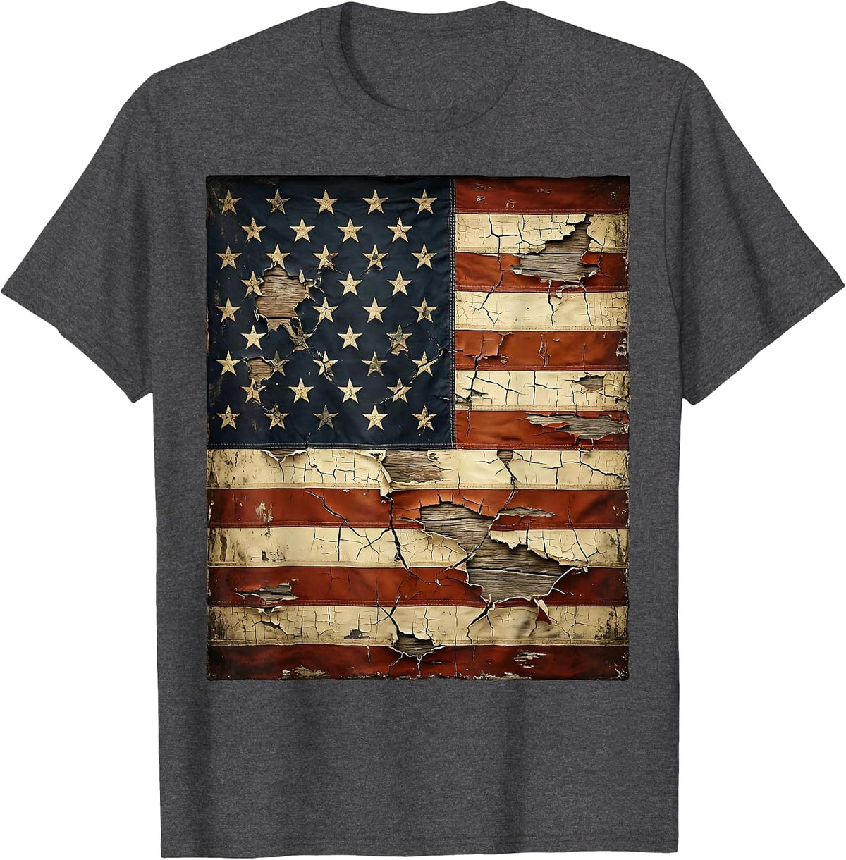 Red White and Blue Raised Fist Sparkler Fireworks T-Shirt - Dark Heather Grey