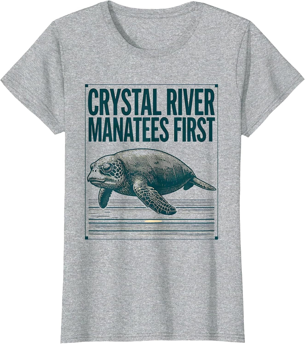 Crystal River Manatees First Vintage Florida Gulf Coast T-Shirt - Heather Grey
