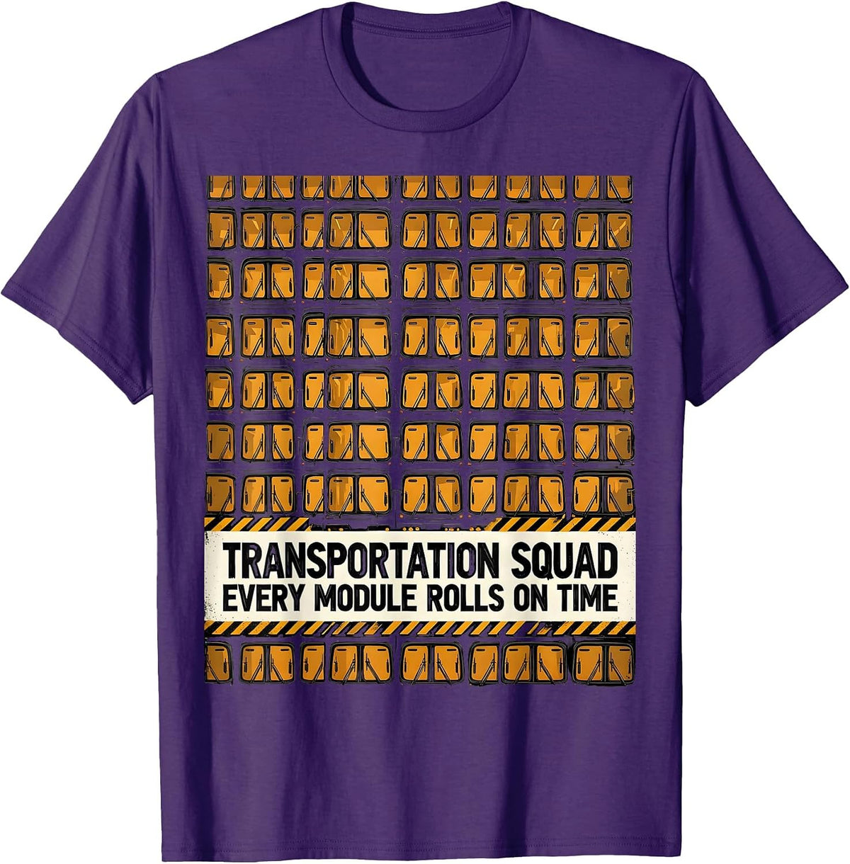 Transportation Squad, Every Module Rolls On Time School Bus T-Shirt - Purple