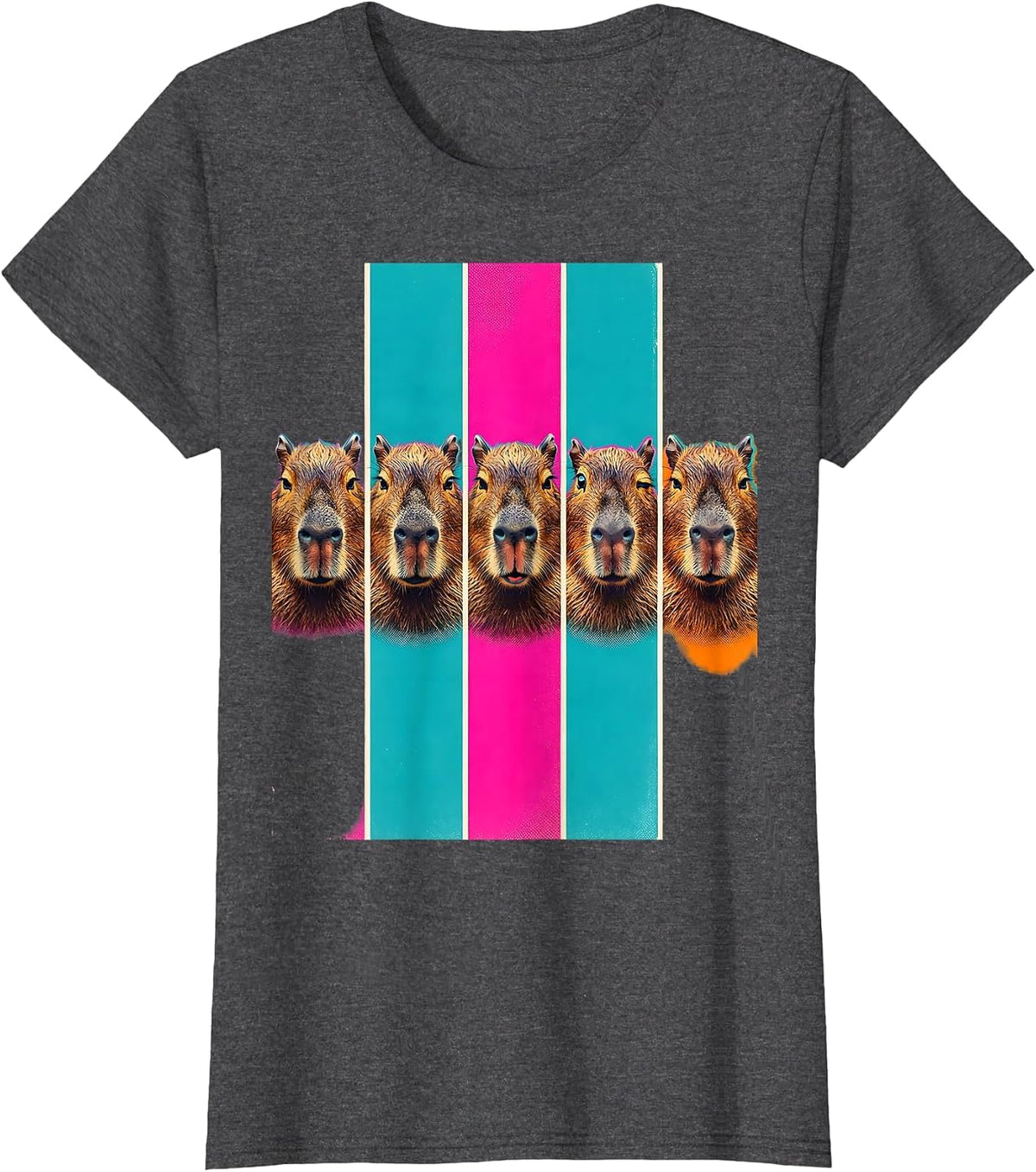 Women's Capybara Photobooth Funny Animal Portrait T-Shirt - Dark Heather Grey