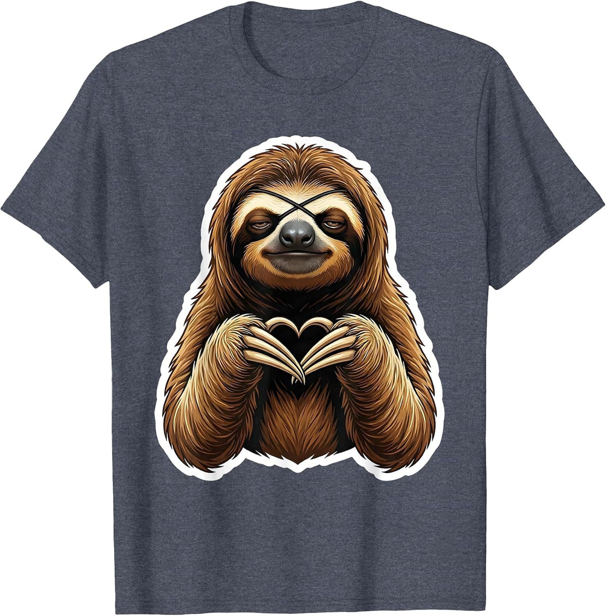 Sloth Silhouette Funny Lazy Animal Lover Humor T-Shirt - Heather Blue
