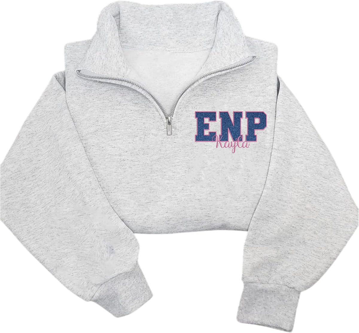 Personalized Embroidered RN Quarter Zip Sweatshirt, Coquette Bow Nurse Shirt, Custom RN CNA ICU MSN - Enp