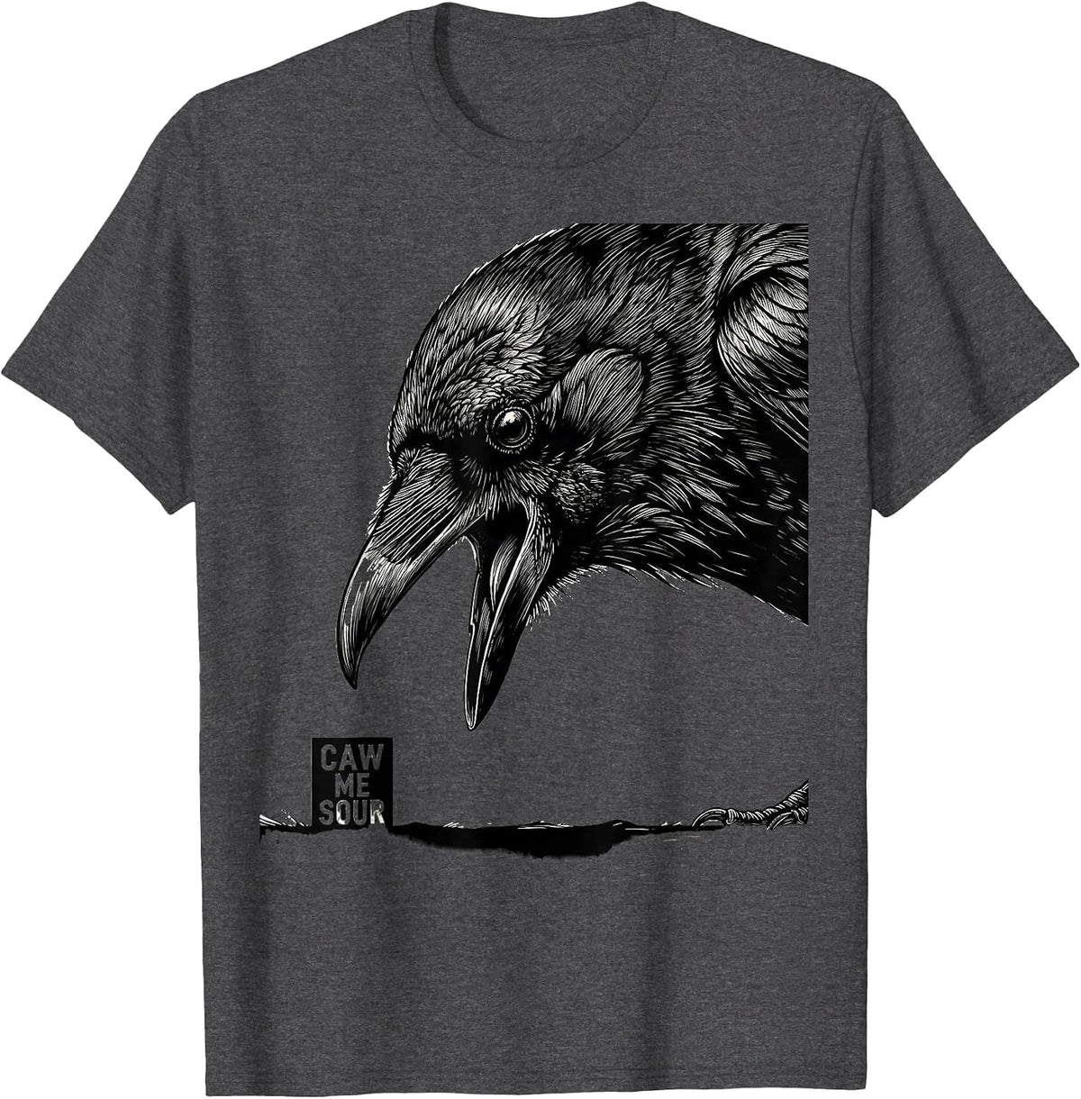 caw me sour Gothic Crow Raven Bird Pun Humor T-Shirt - Dark Heather Grey