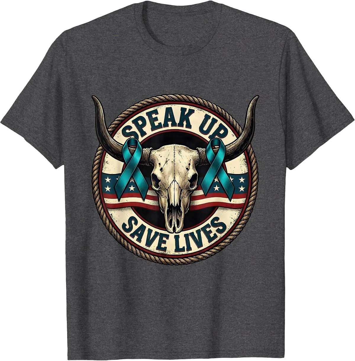 Speak Up Save Lives Suicide Awareness Design T-Shirt - Dark Heather Grey