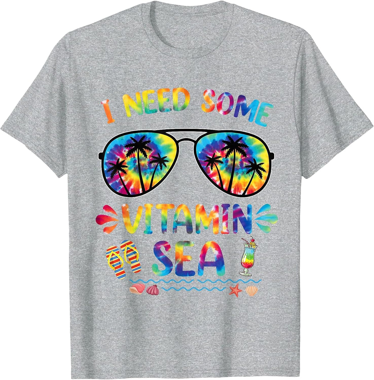 I Need Some Vitamin Sea Cool Summer Saying Beach-min T-Shirt - Heather Grey