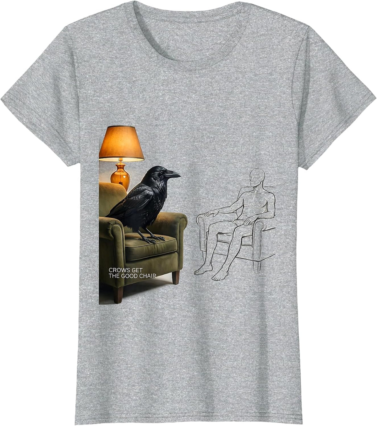 Women's Crows Get The Good Chair Funny Crow Lover Dark Humor Gothic T-Shirt - Heather Grey