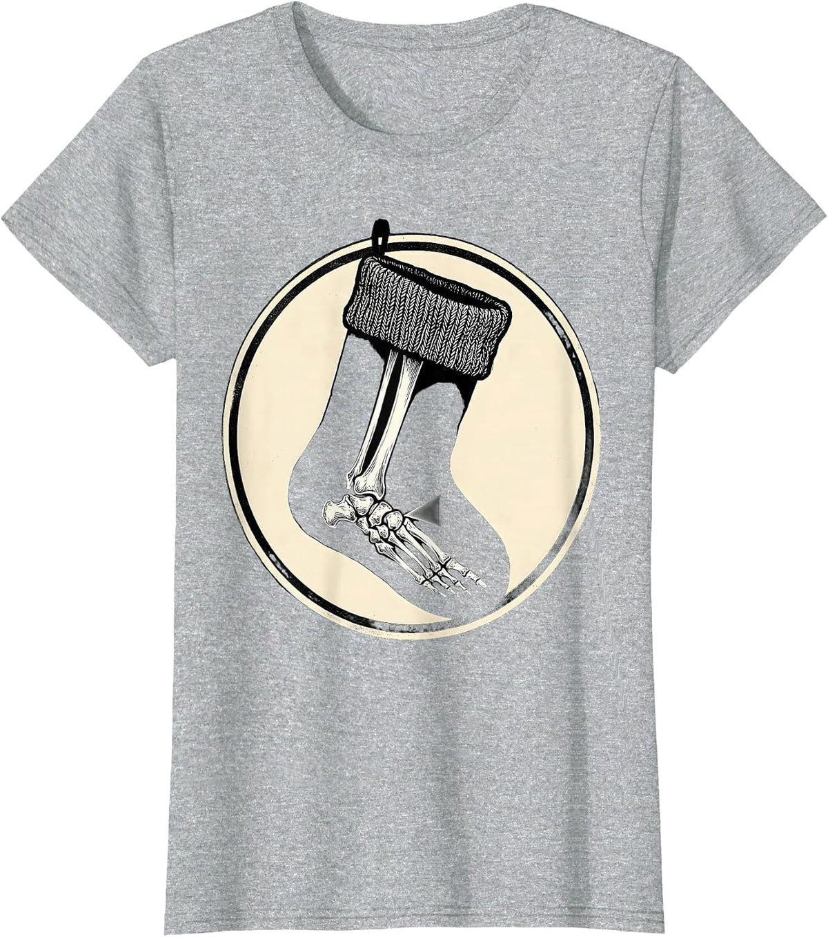 Women's Christmas Stocking Radiology Tech Scratchboard Xray Tech T-Shirt - Heather Grey