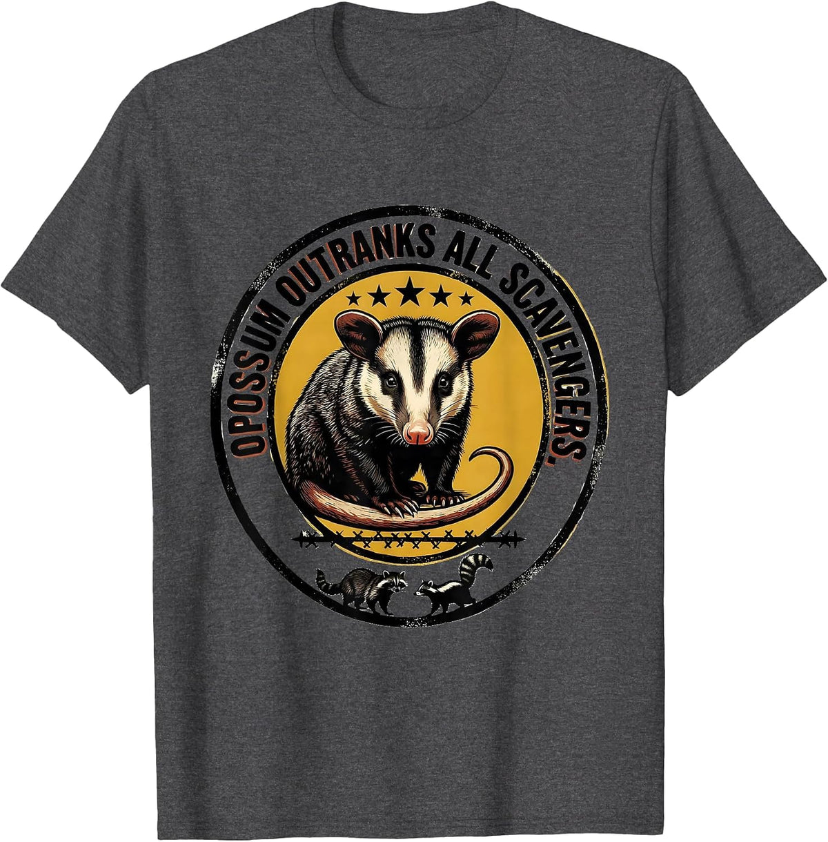 Men's Opossum Outranks All Scavengers Funny Animal Meme Possum T-Shirt - Dark Heather Grey