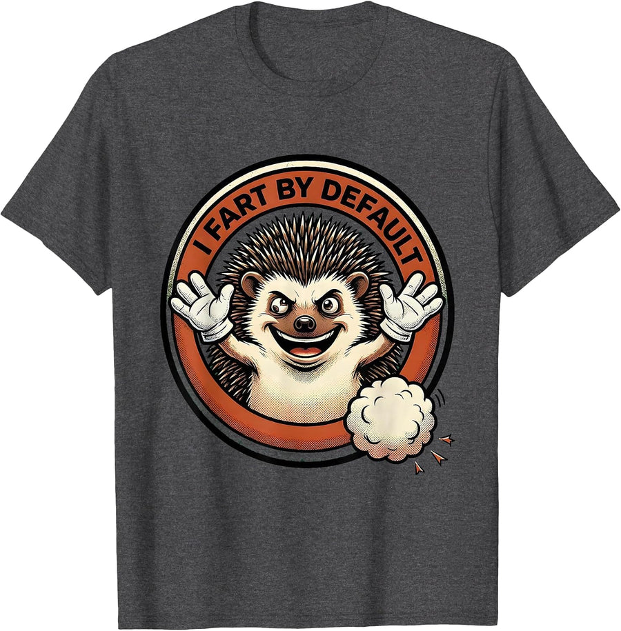 Men's I Fart By Default Funny Hedgehog Dad Fart Joke Vintage Meme T-Shirt - Dark Heather Grey