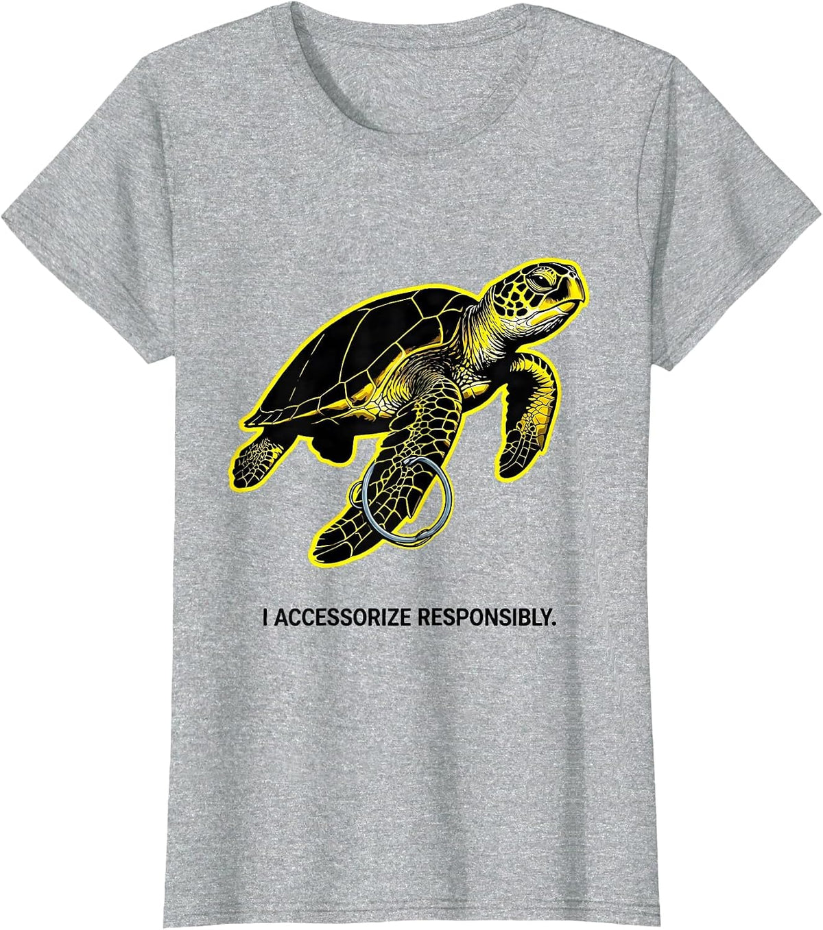 Women's I Accessorize Responsibly Stencil Sea Turtle Ocean Animal T-Shirt - Heather Grey