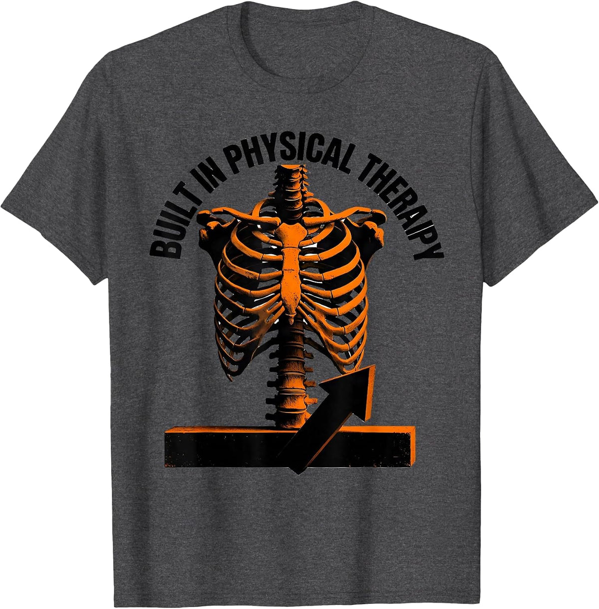 Men's Built In Physical Therapy Funny PT Design T-Shirt - Dark Heather Grey