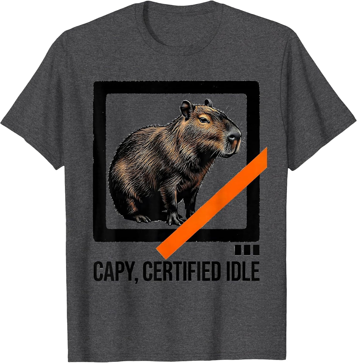 Men's Capy, Certified Idle Funny Capybara Meme Animal Lover Humor T-Shirt - Dark Heather Grey