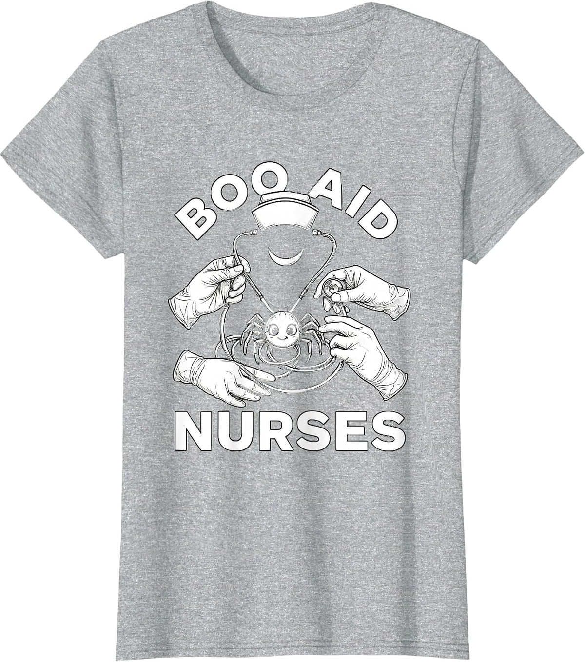 Women's Boo Aid Nurses Funny Halloween Nurse Crew T-Shirt - Heather Grey