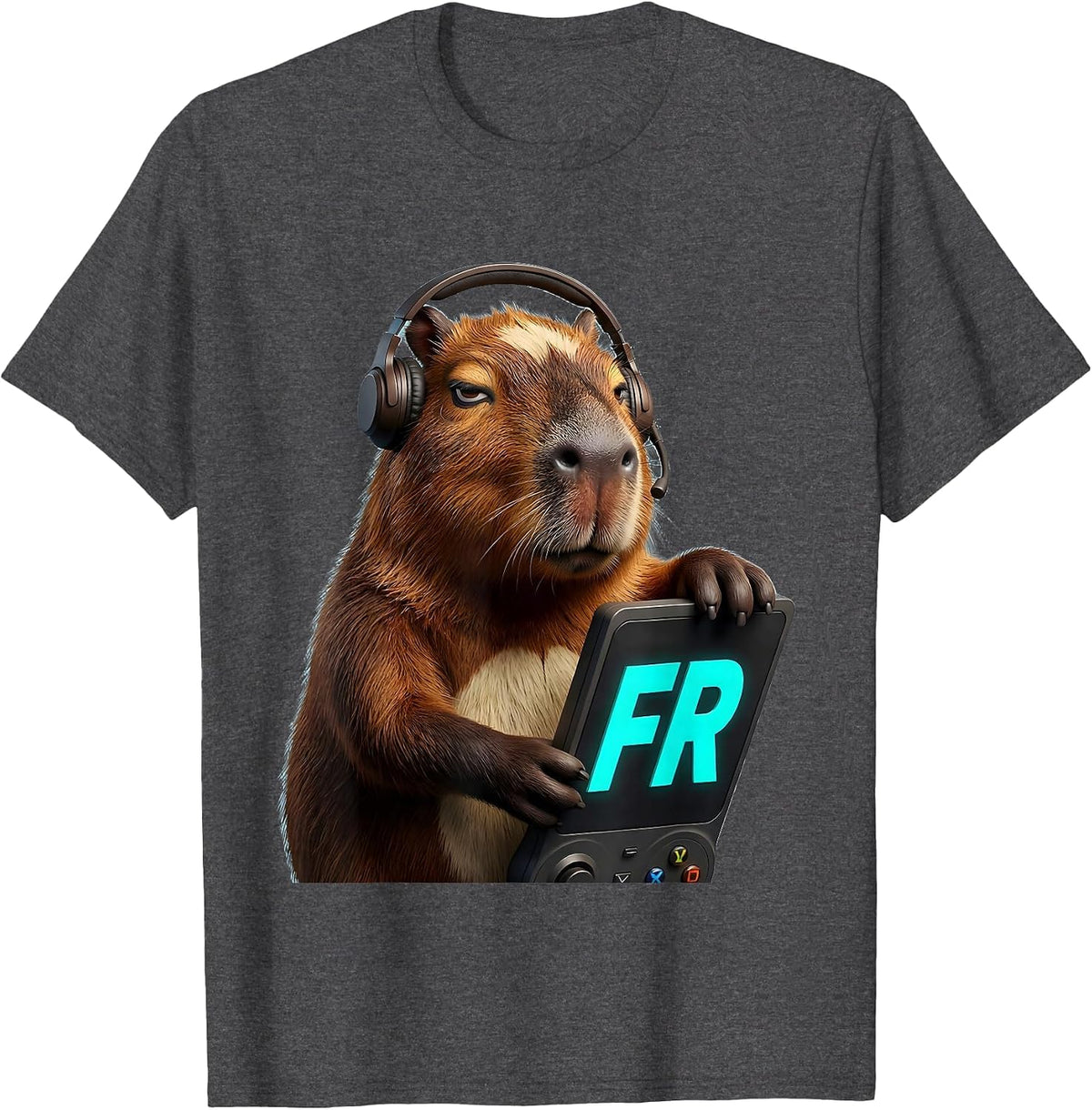 Fr Funny Capybara Gamer Meme Humor Video Games T-Shirt - Dark Heather Grey